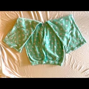 Teal soft plush pajama pants with drawstring
